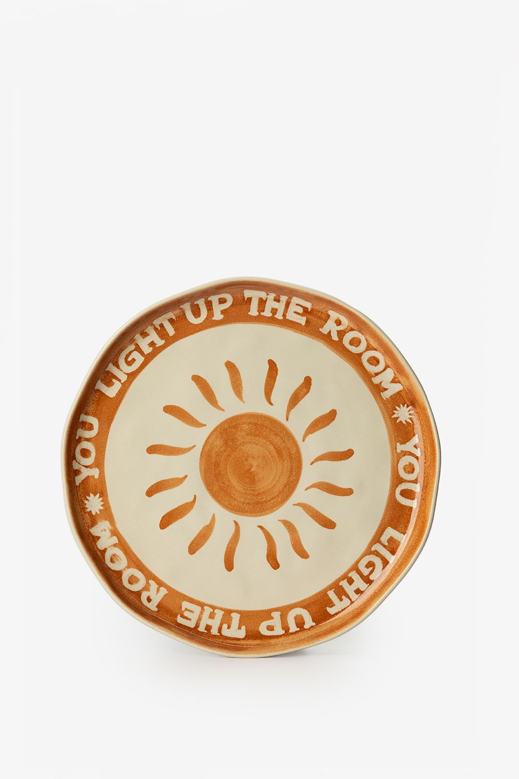 Assiette plate avec soleil - beige