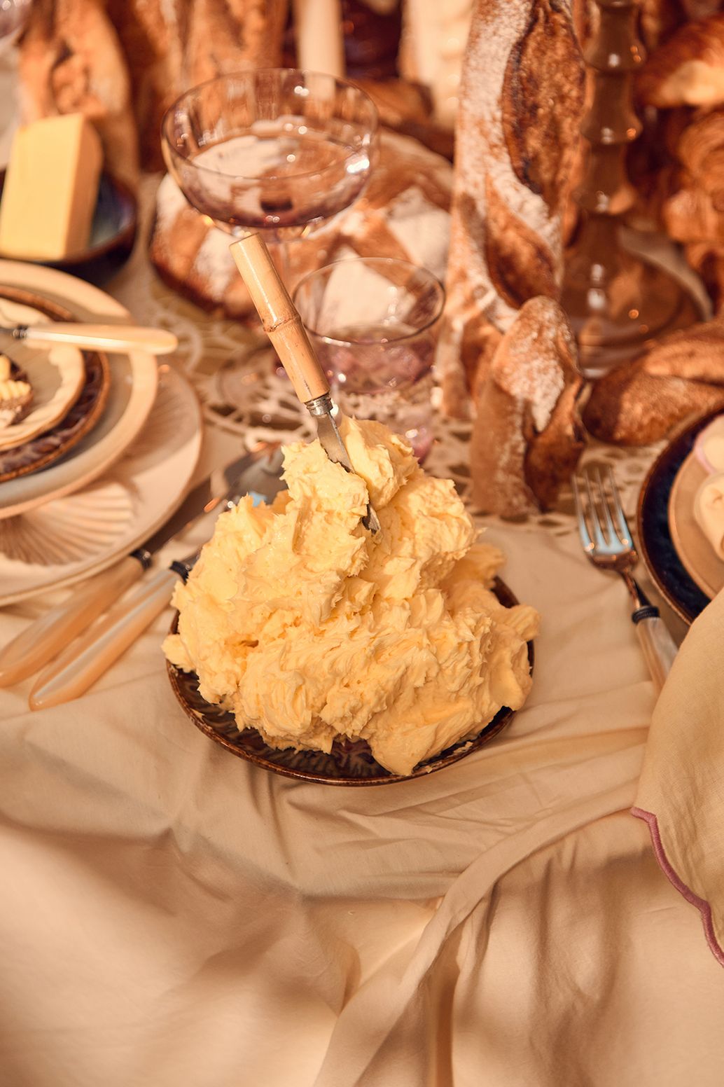 Couteaux à beurre avec manche en bambou - argenté