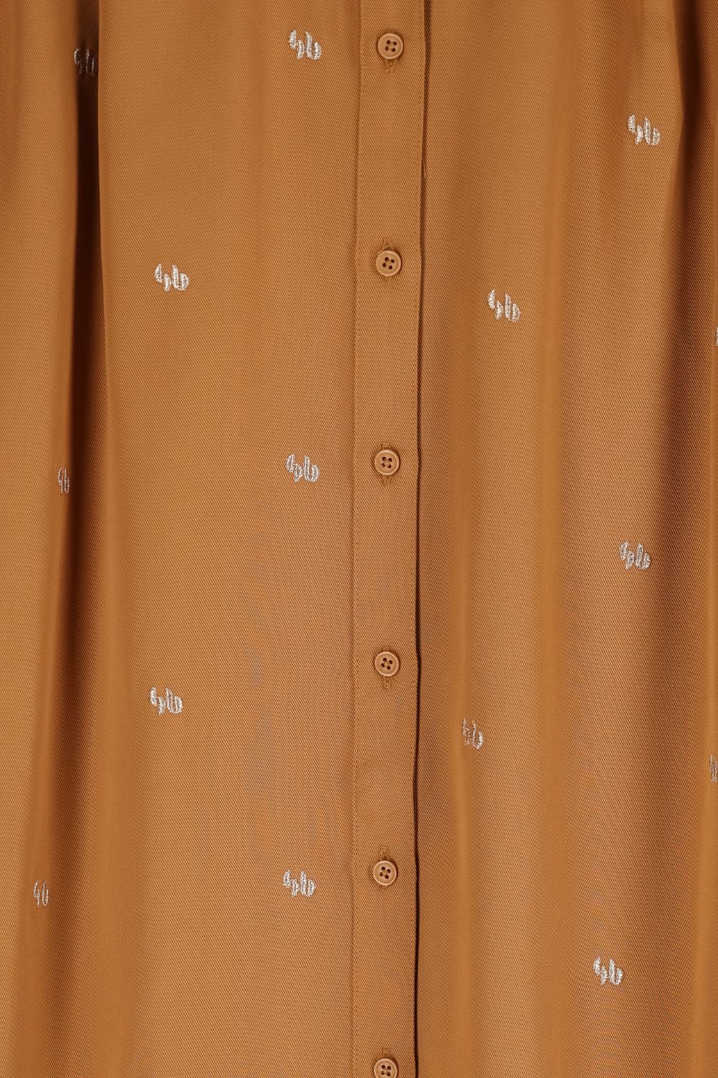 Kleid mit Puffärmeln und Stickerei - braun