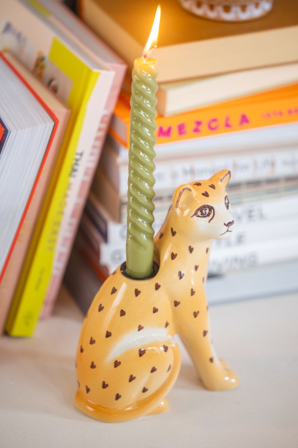 Kerzenhalter Leopard - gelb