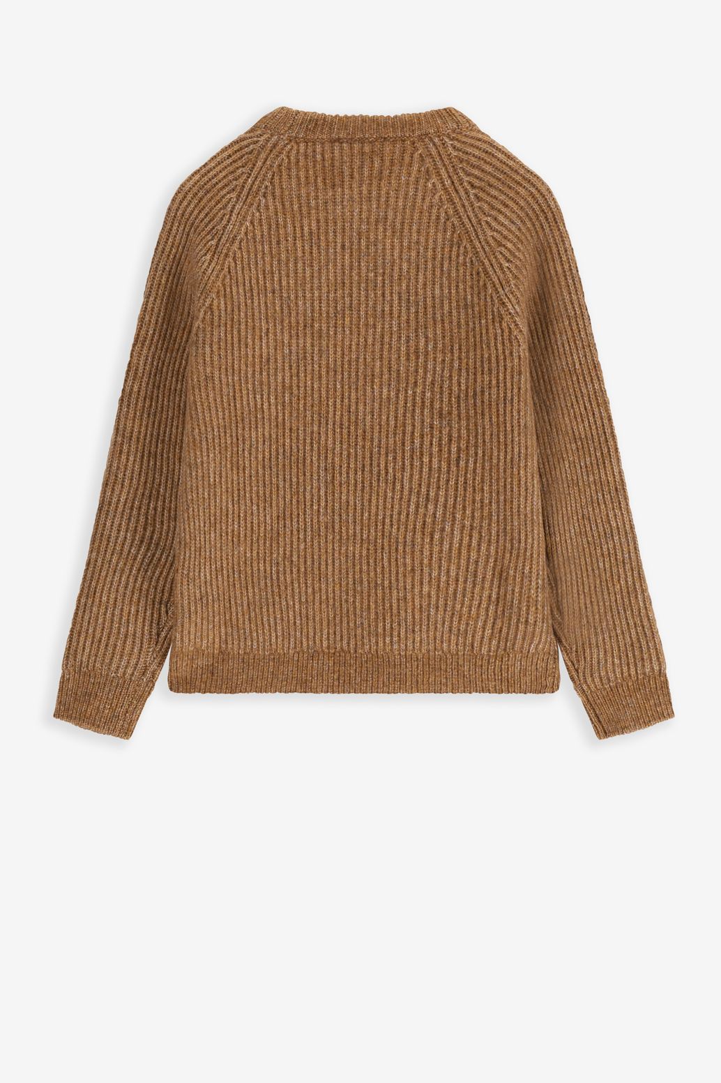 Bruine gebreide trui met raglan mouwen