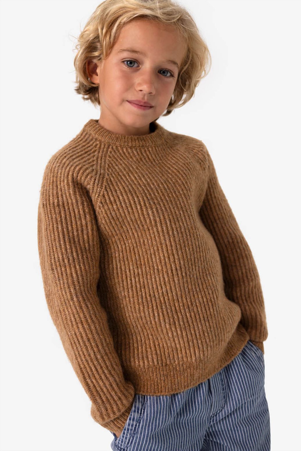 Strickpullover mit Raglanärmeln - braun