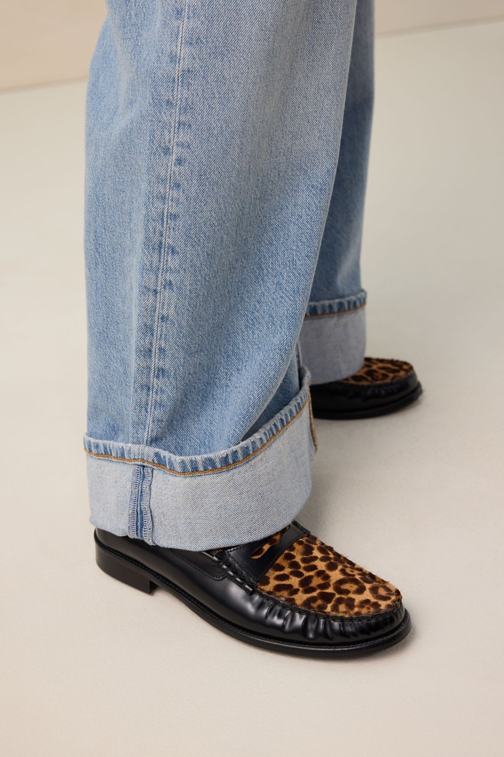 Loafer mit Leoprint - schwarz