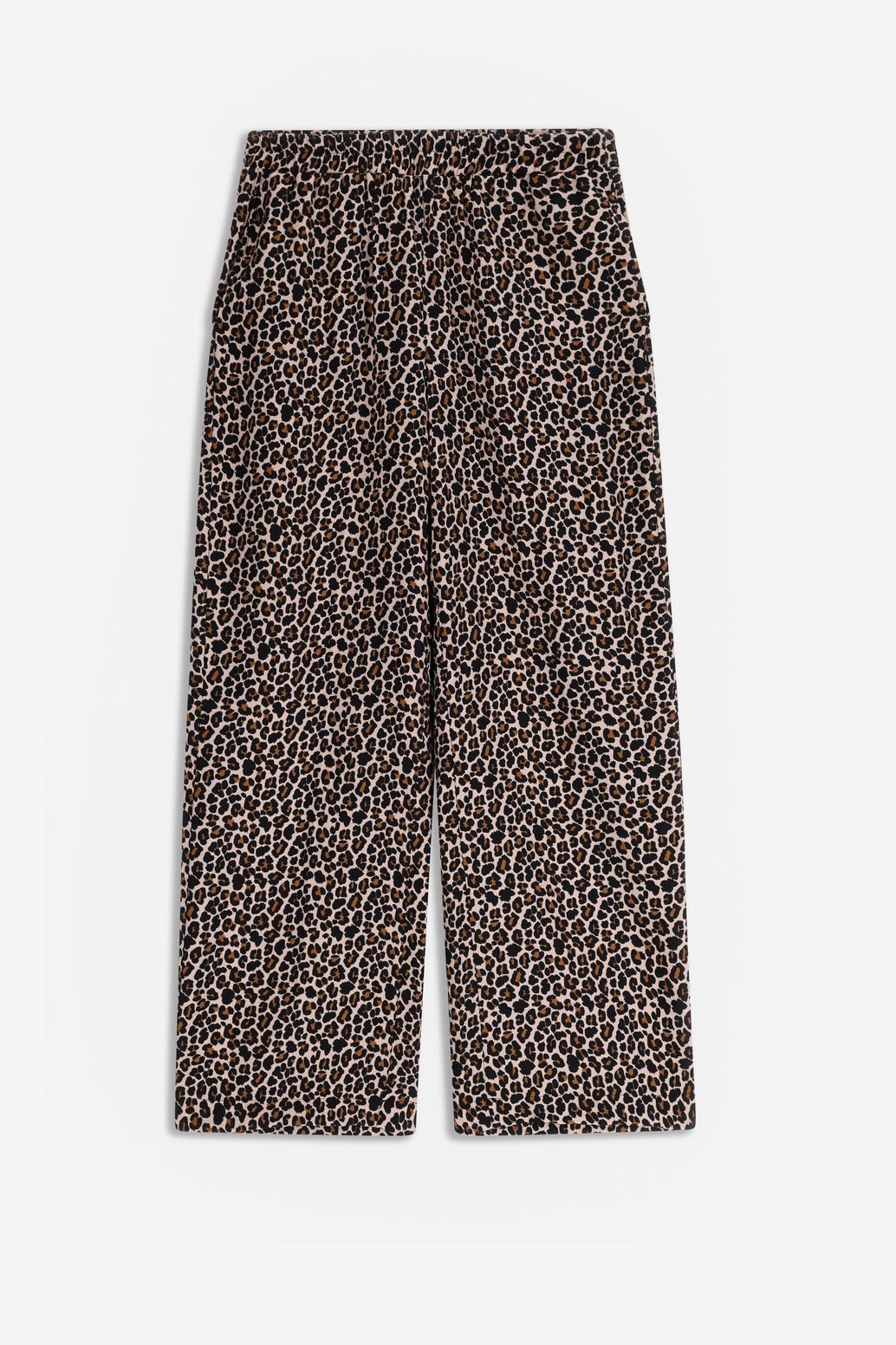 Bruine high waist wide leg broek met leopard print
