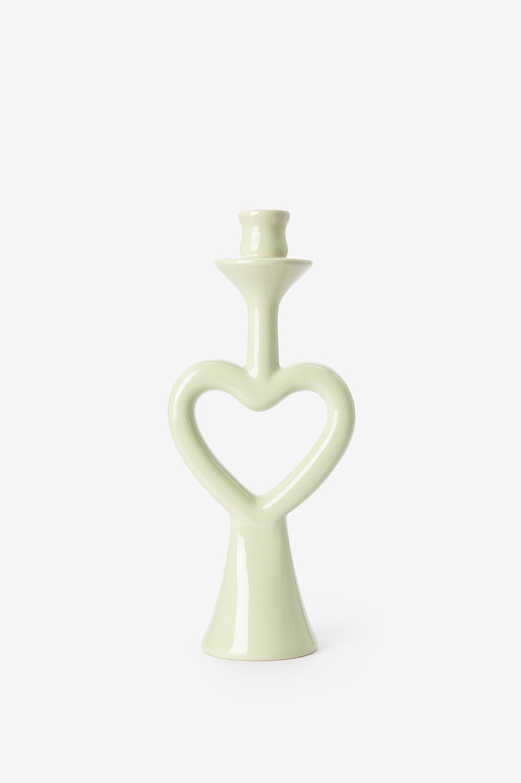 Lichtgroene kandelaar met open hart