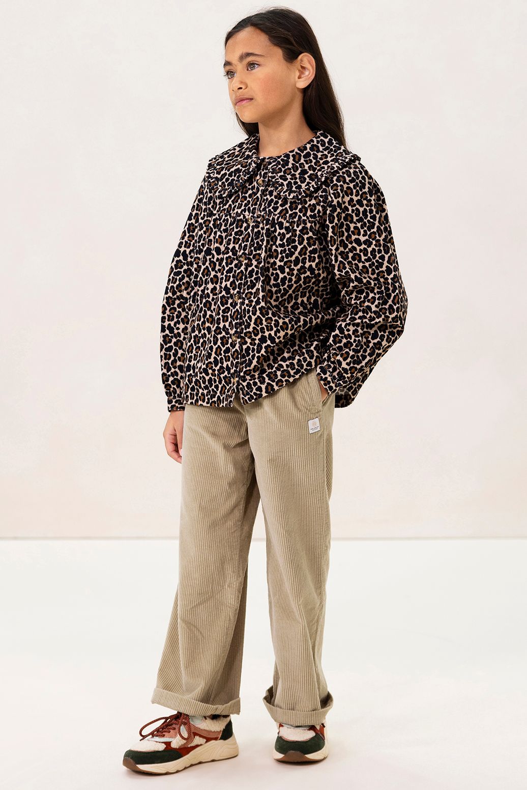 Pantalon large en velours côtelé - vert clair