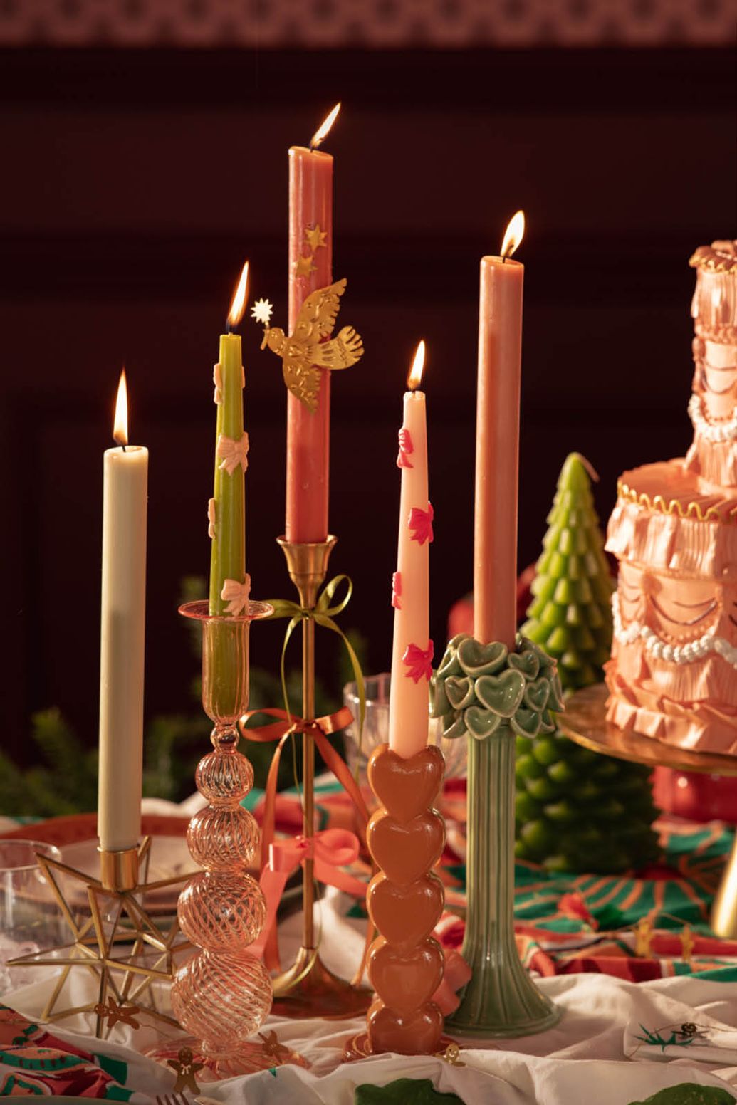 Chandelier vert clair à cœurs - vert clair