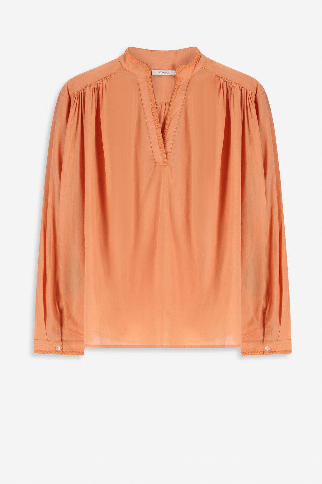 Oranje blouse met plooiing