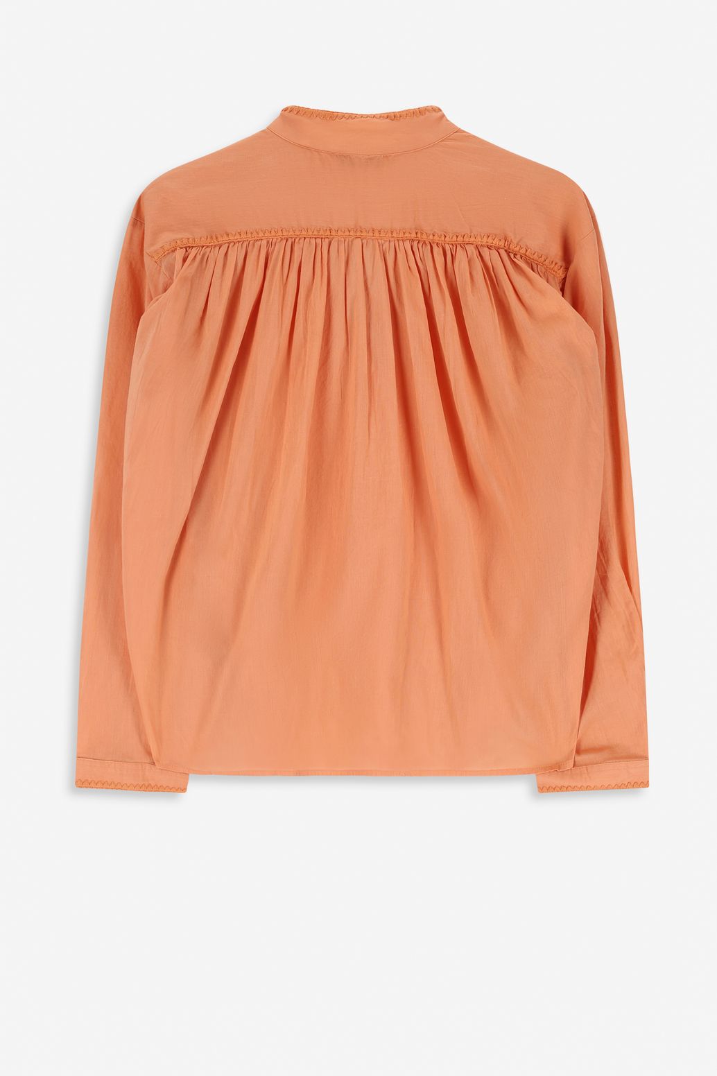 Oranje blouse met plooiing