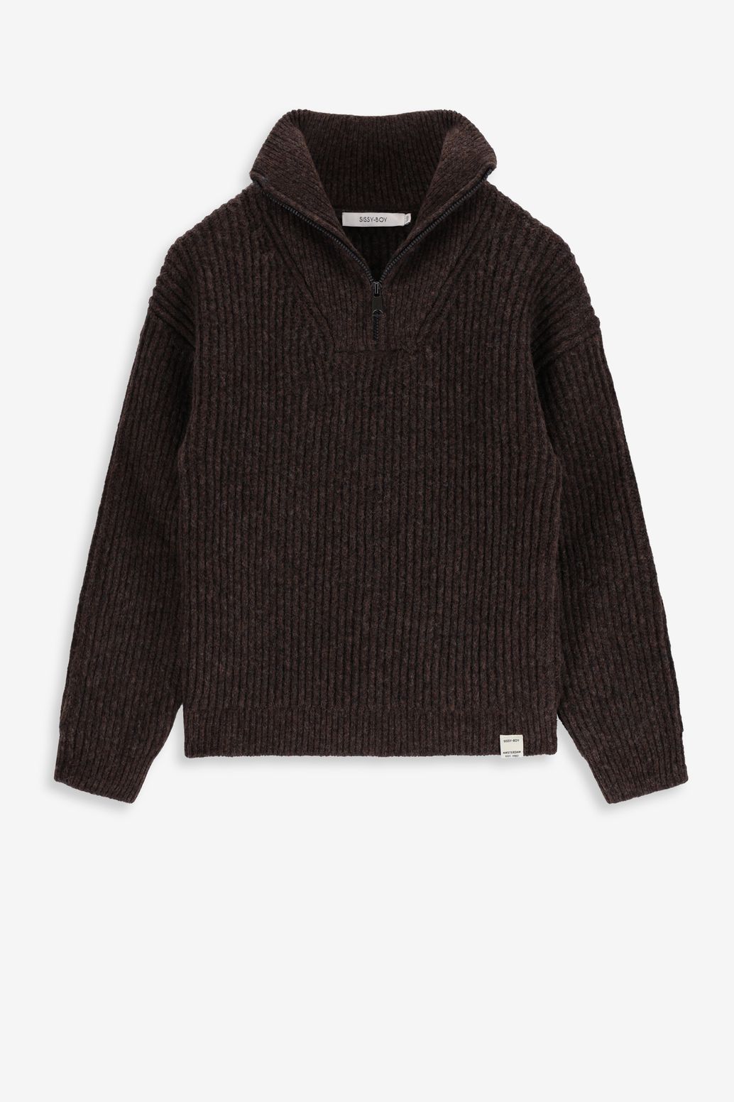 Pull en maille avec fermeture éclair - vert foncé