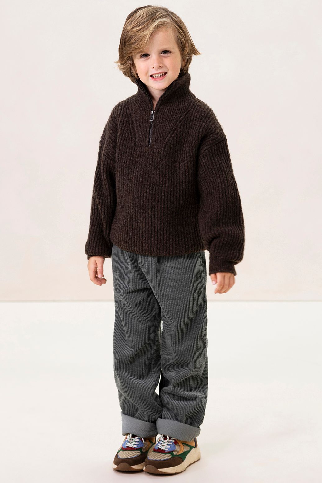 Blauwe corduroy pull on broek