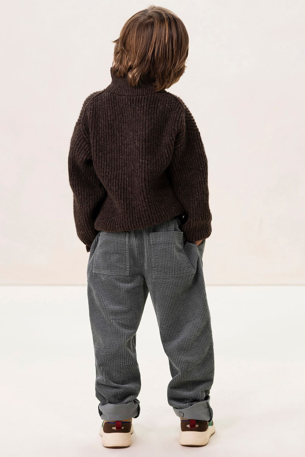 Blauwe corduroy pull on broek