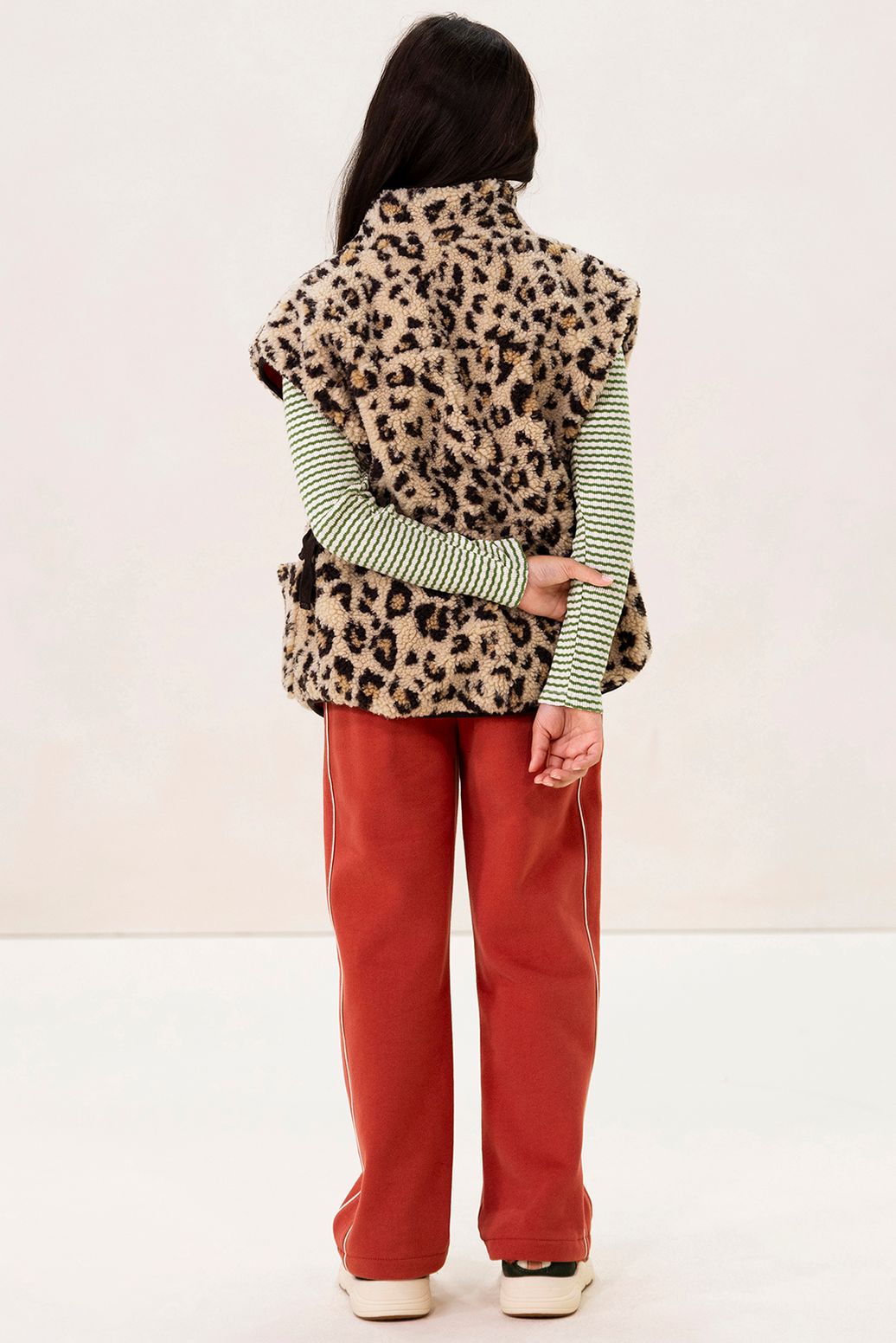 Teddy-Überzieher mit Leoprint - hellbraun