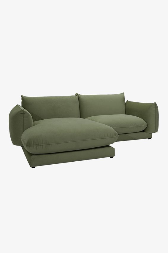 Countess 3-zits bank chaise longue links Salvador Olive green