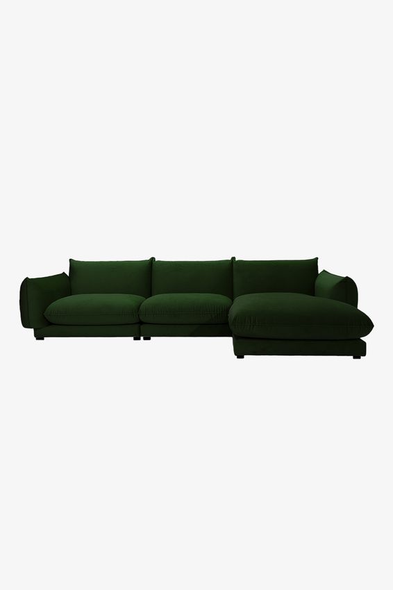 Countess 4-zits bank chaise longue rechts Salvador Dark Green