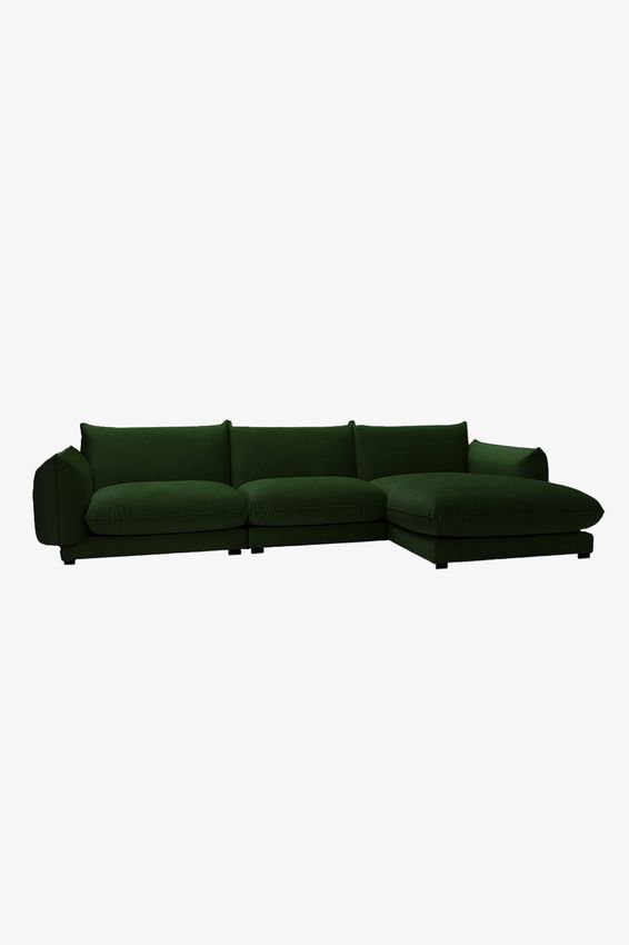 Countess 4-zits bank chaise longue rechts Salvador Dark Green