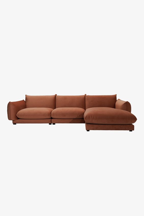Countess 4-zits bank chaise longue rechts Salvador Brown