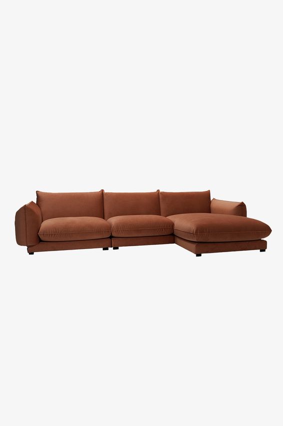 Countess 4-zits bank chaise longue rechts Salvador Brown