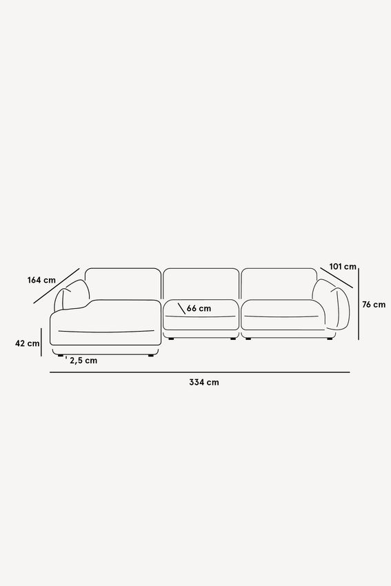 Countess 4-zits bank chaise longue links Artic Rosehip