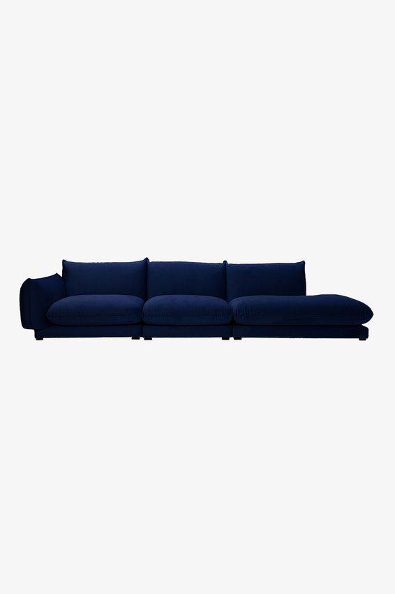 Countess Canapé 4 places longue ottomane droite Salvador Dark blue