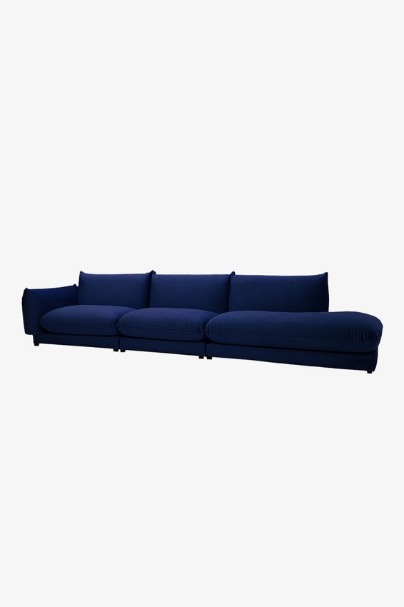 Countess Canapé 4 places longue ottomane droite Salvador Dark blue