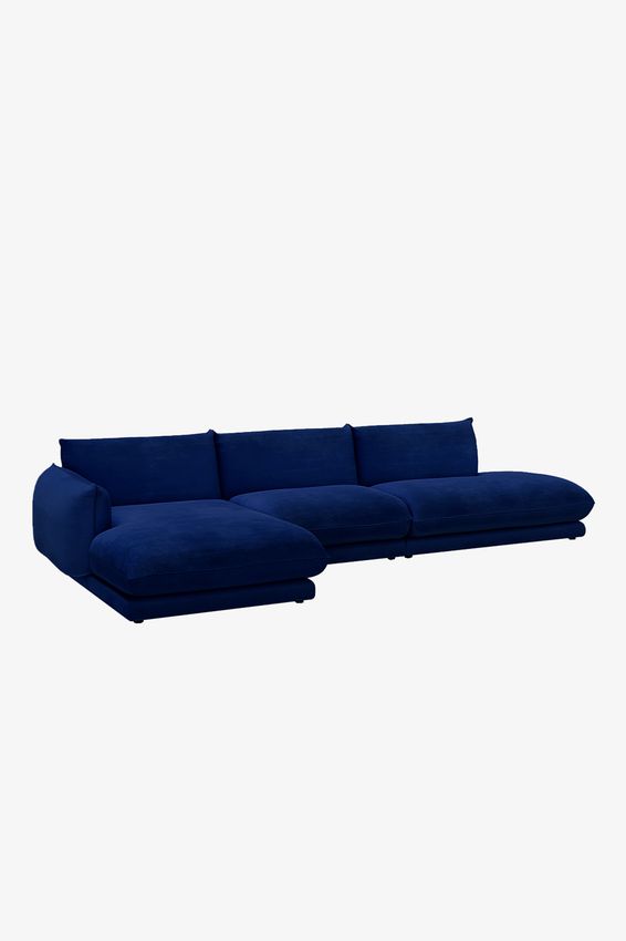 Countess Canapé 4 places méridienne gauche et longue ottomane droite Salvador Dark blue