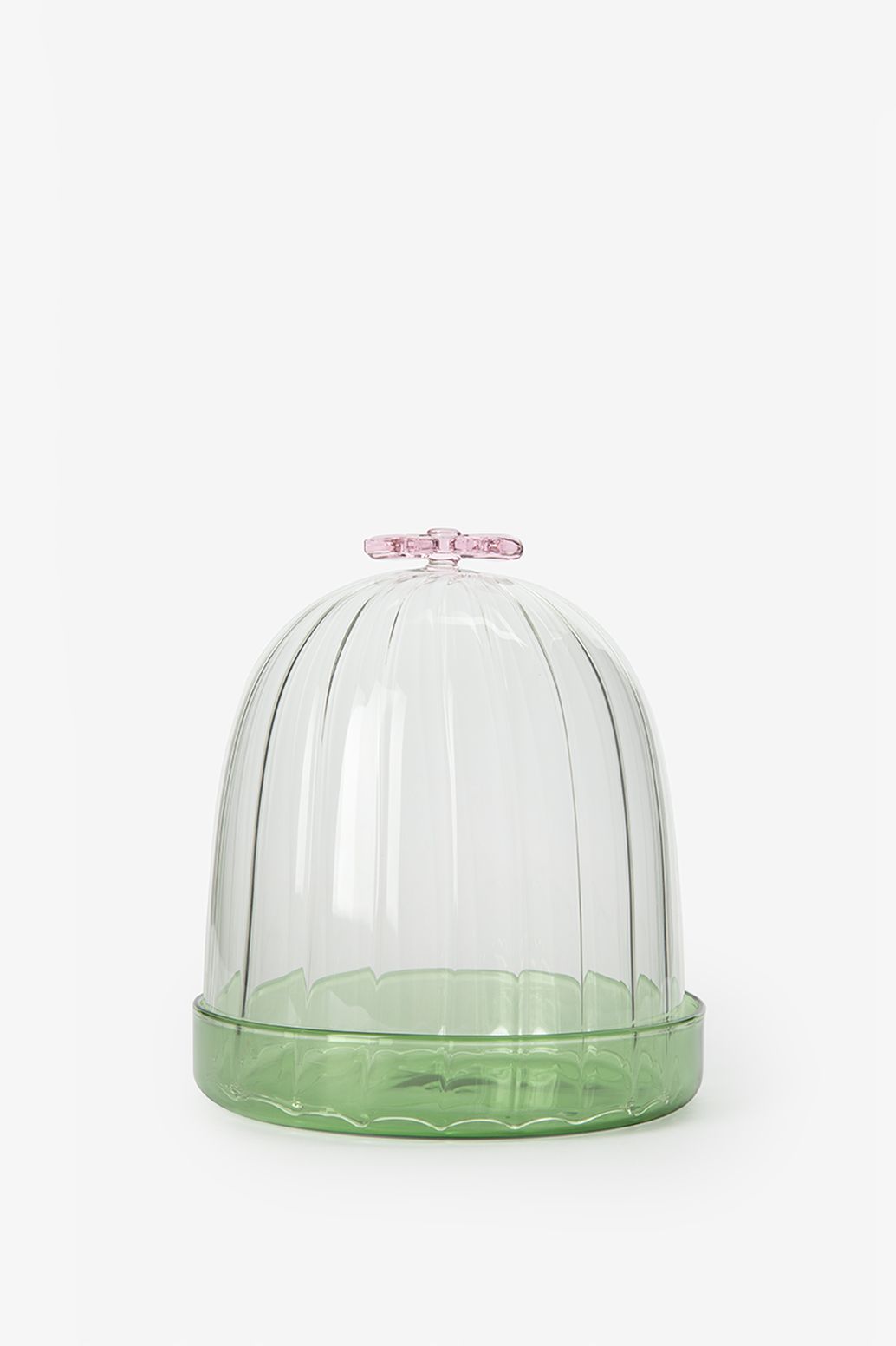 Cloche en verre avec nœud rose