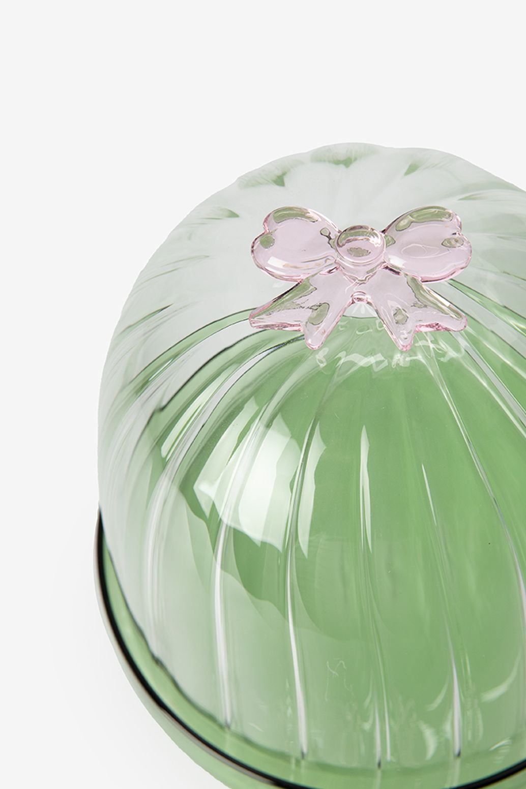 Cloche en verre avec nœud rose