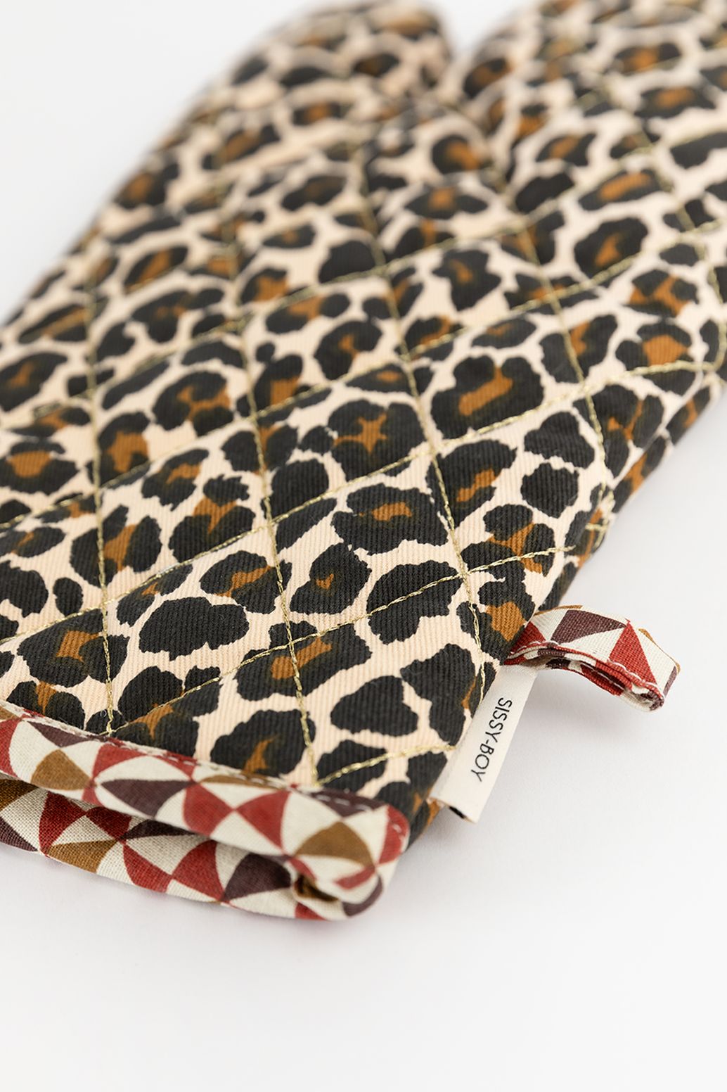 Ofenhandschuh mit Leoprint - braun