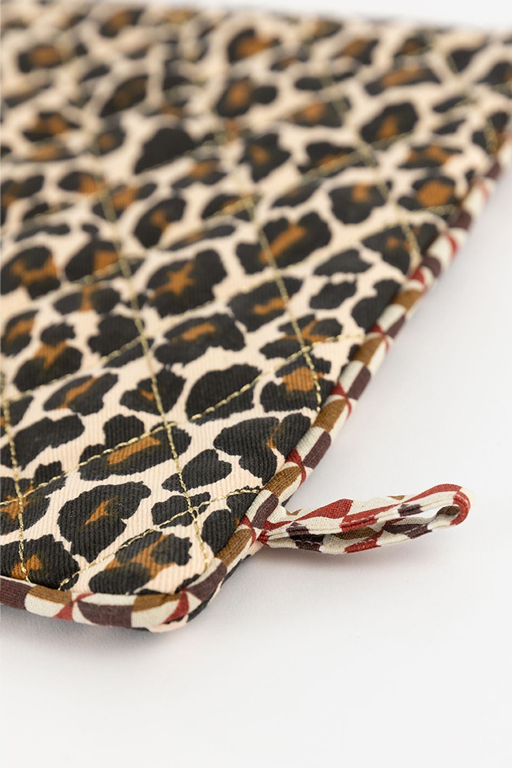 Bruine pannenlap met leopard print