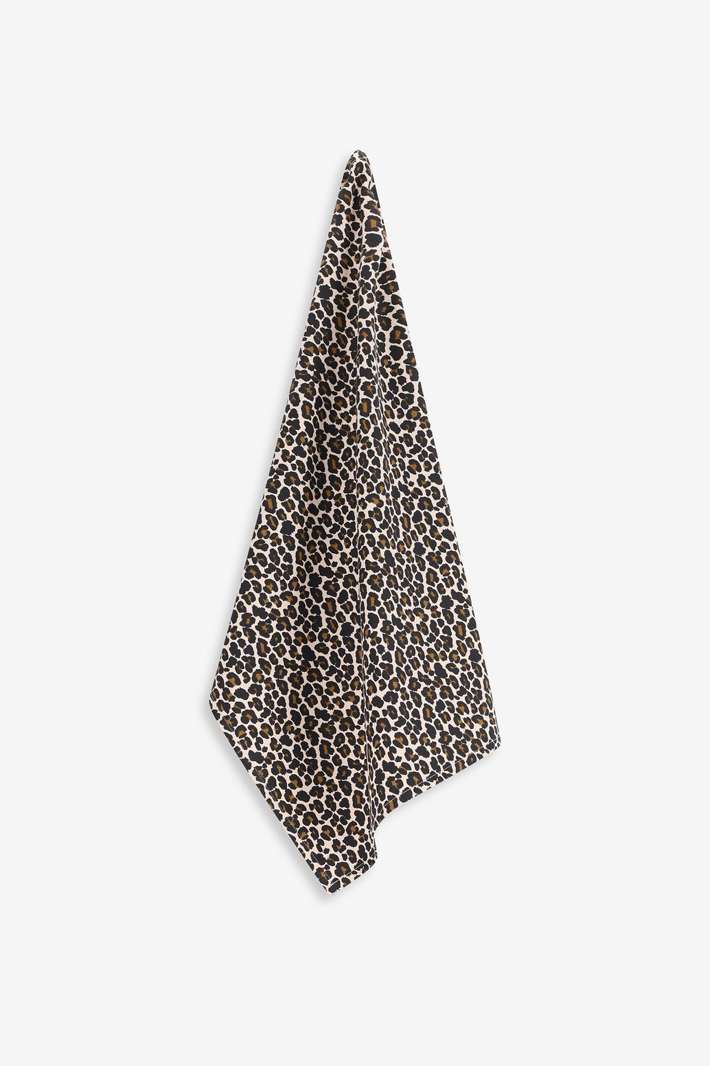 Bruine katoenen theedoek met leopard print