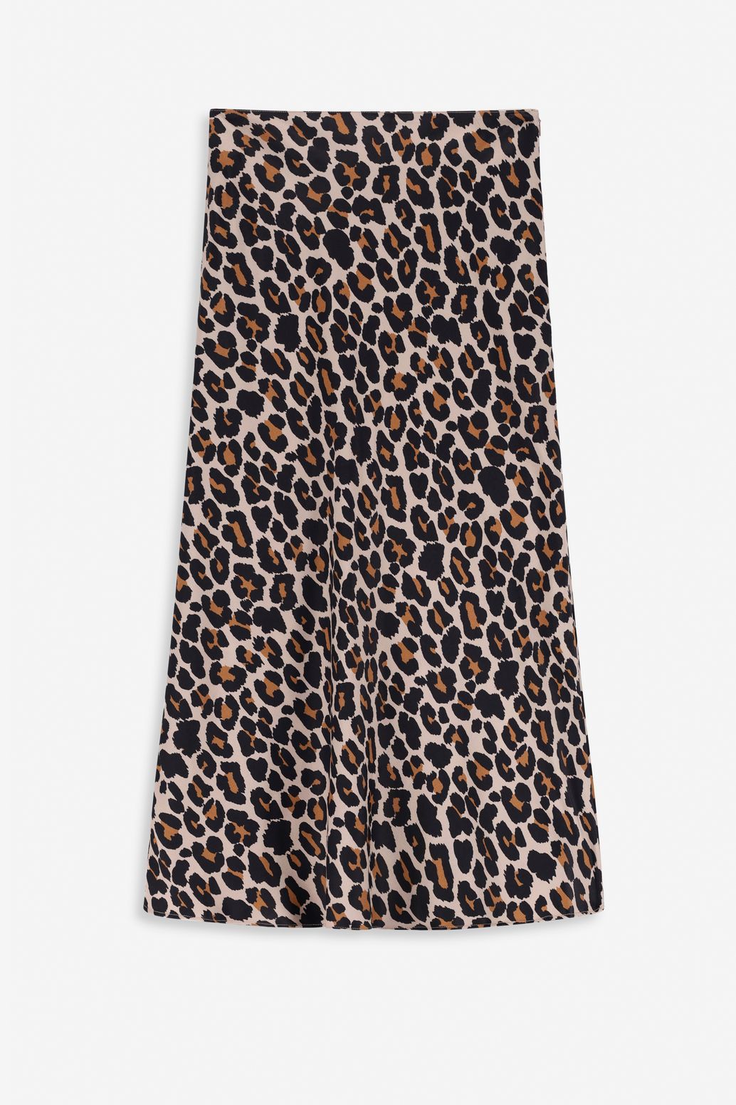 Bruine satijnen rok met leopard print