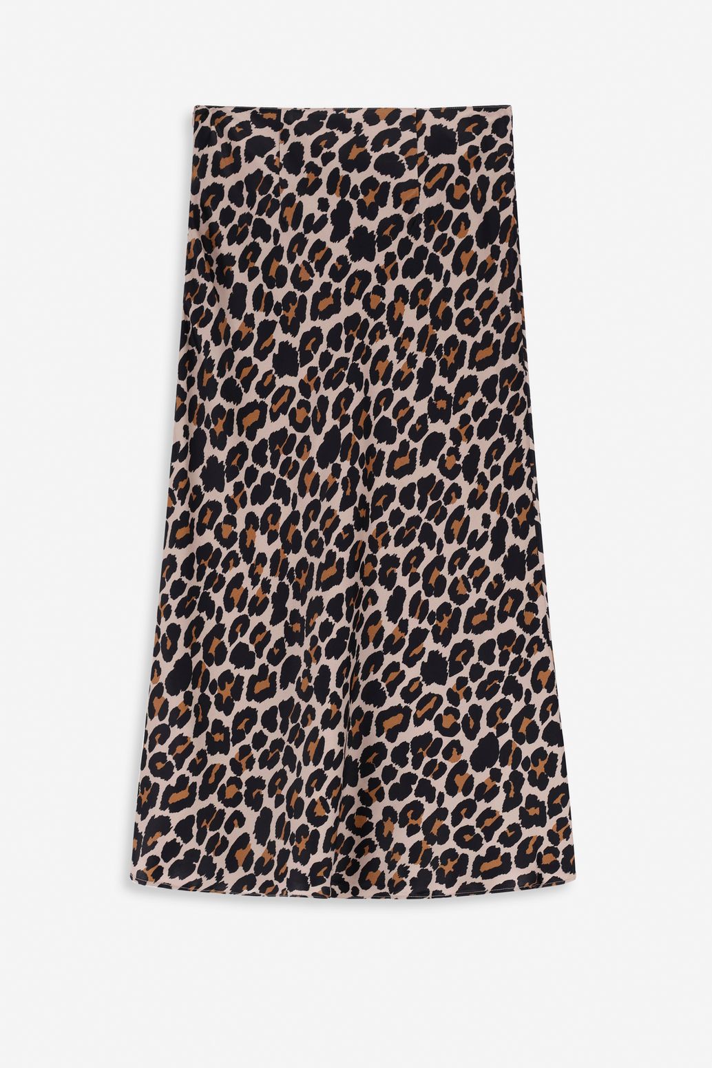 Bruine satijnen rok met leopard print