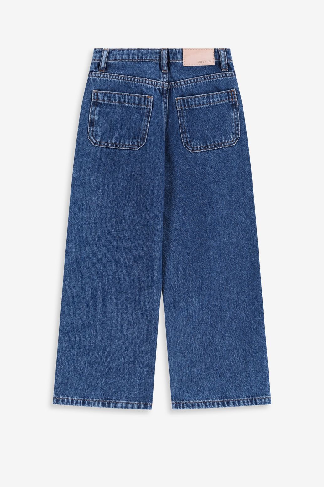 Blauwe wide leg jeans met smalle waistband