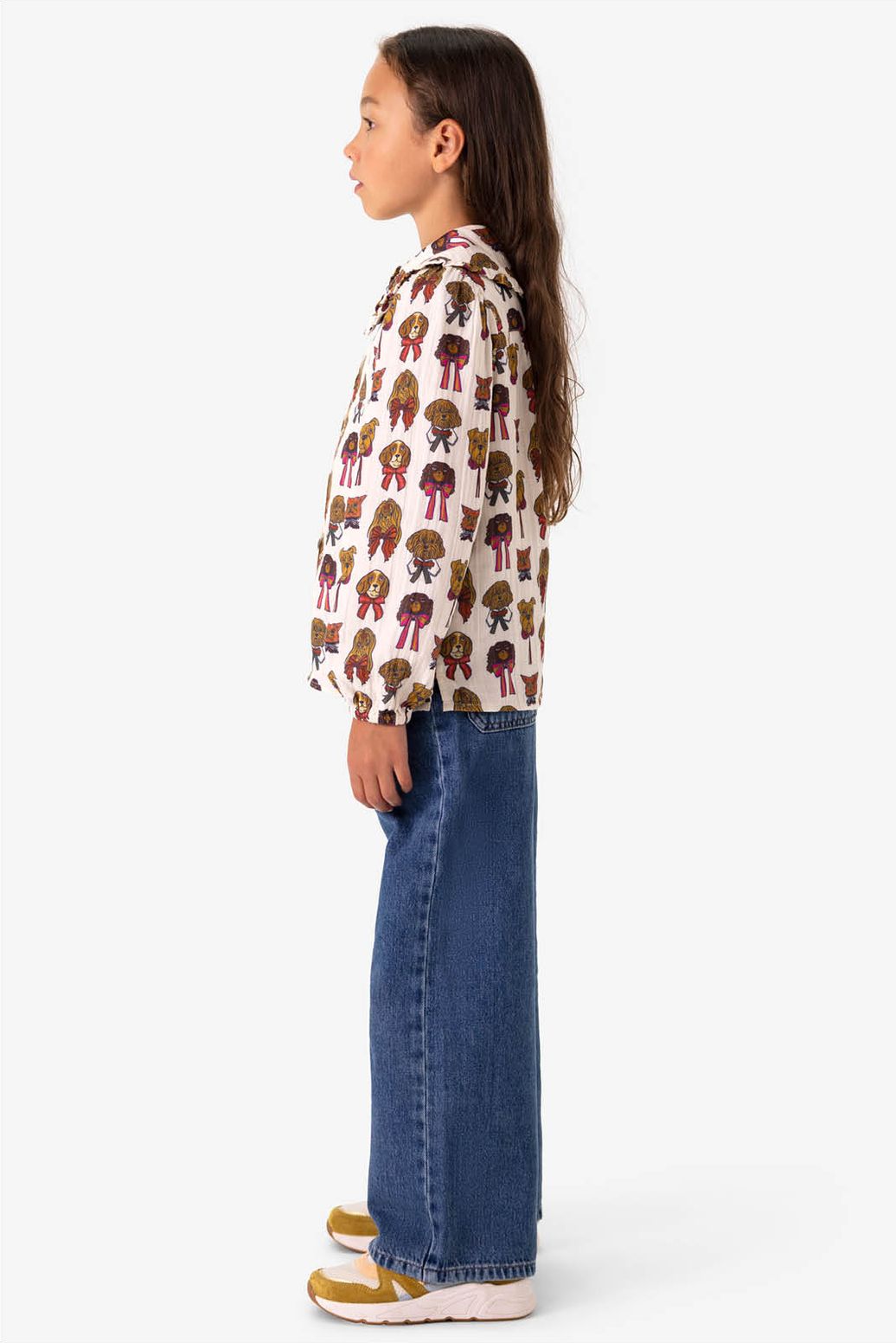 Blauwe wide leg jeans met smalle waistband