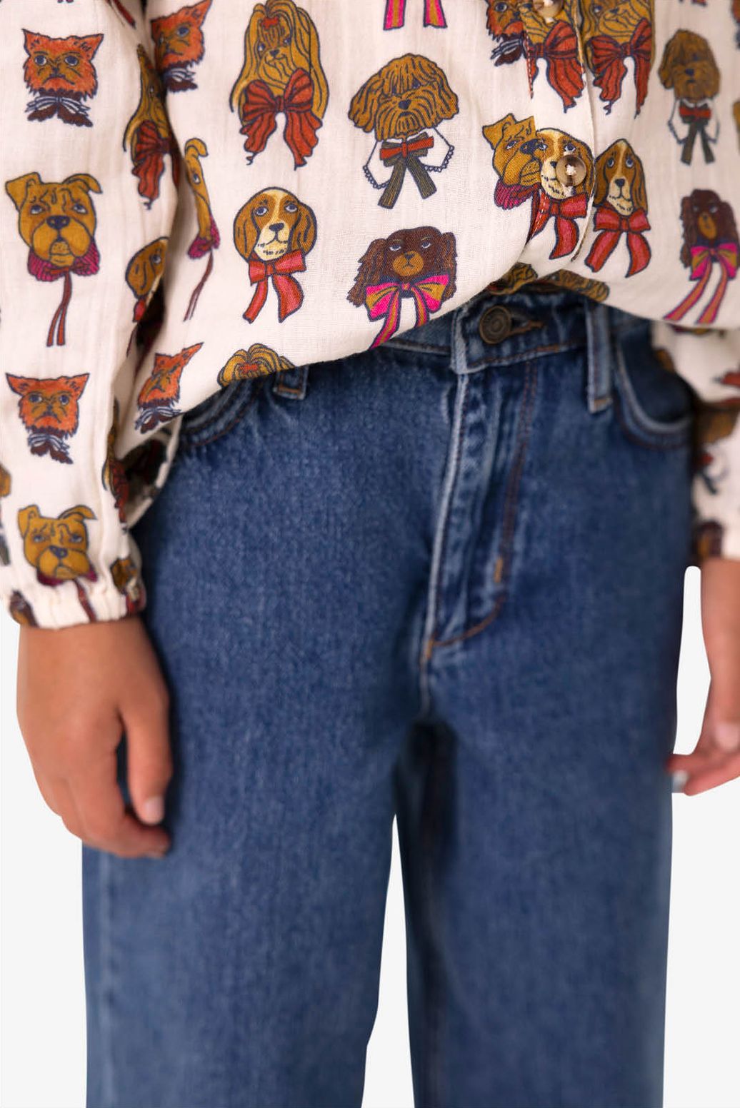 Blauwe wide leg jeans met smalle waistband