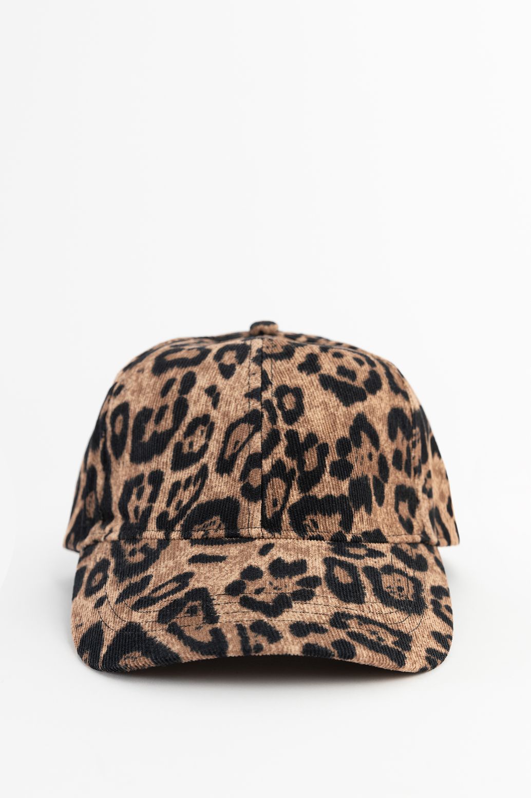 Cord-Kappe mit Leoprint - braun