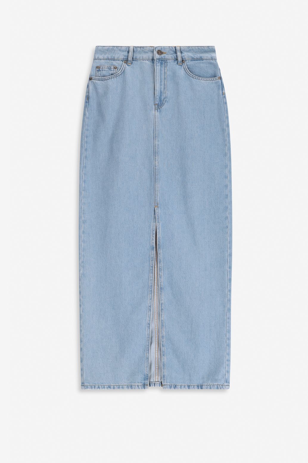 Denim maxi rok met split