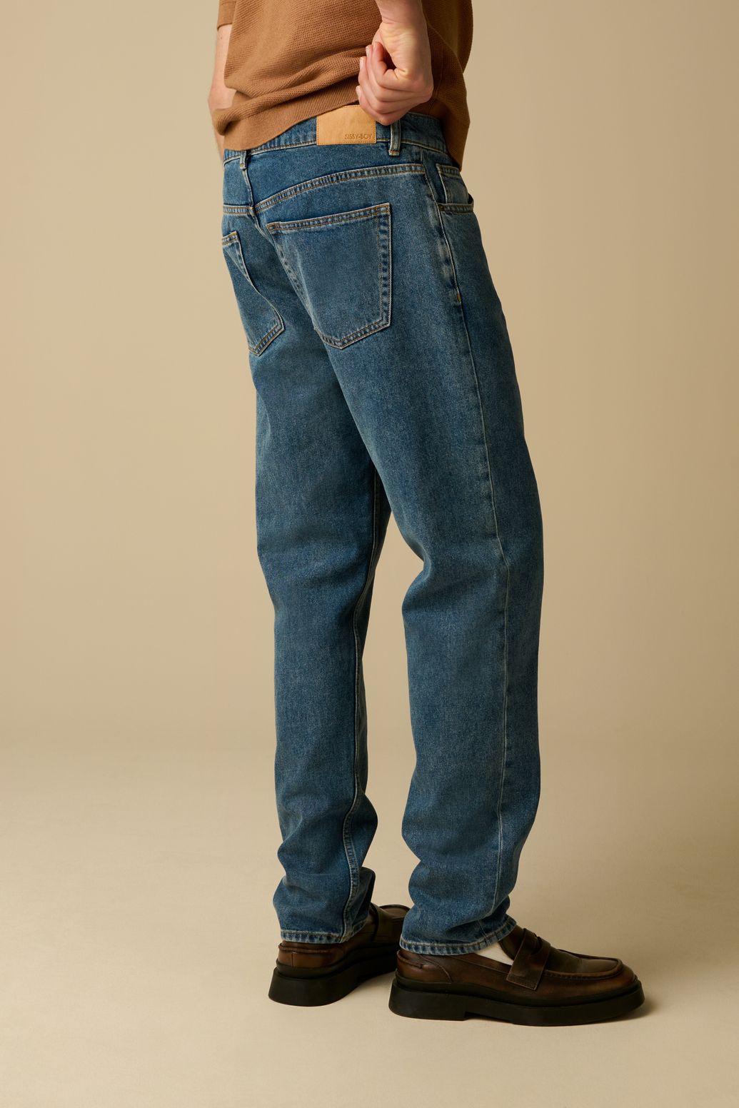 Blauwe mid-rise straight fit jeans