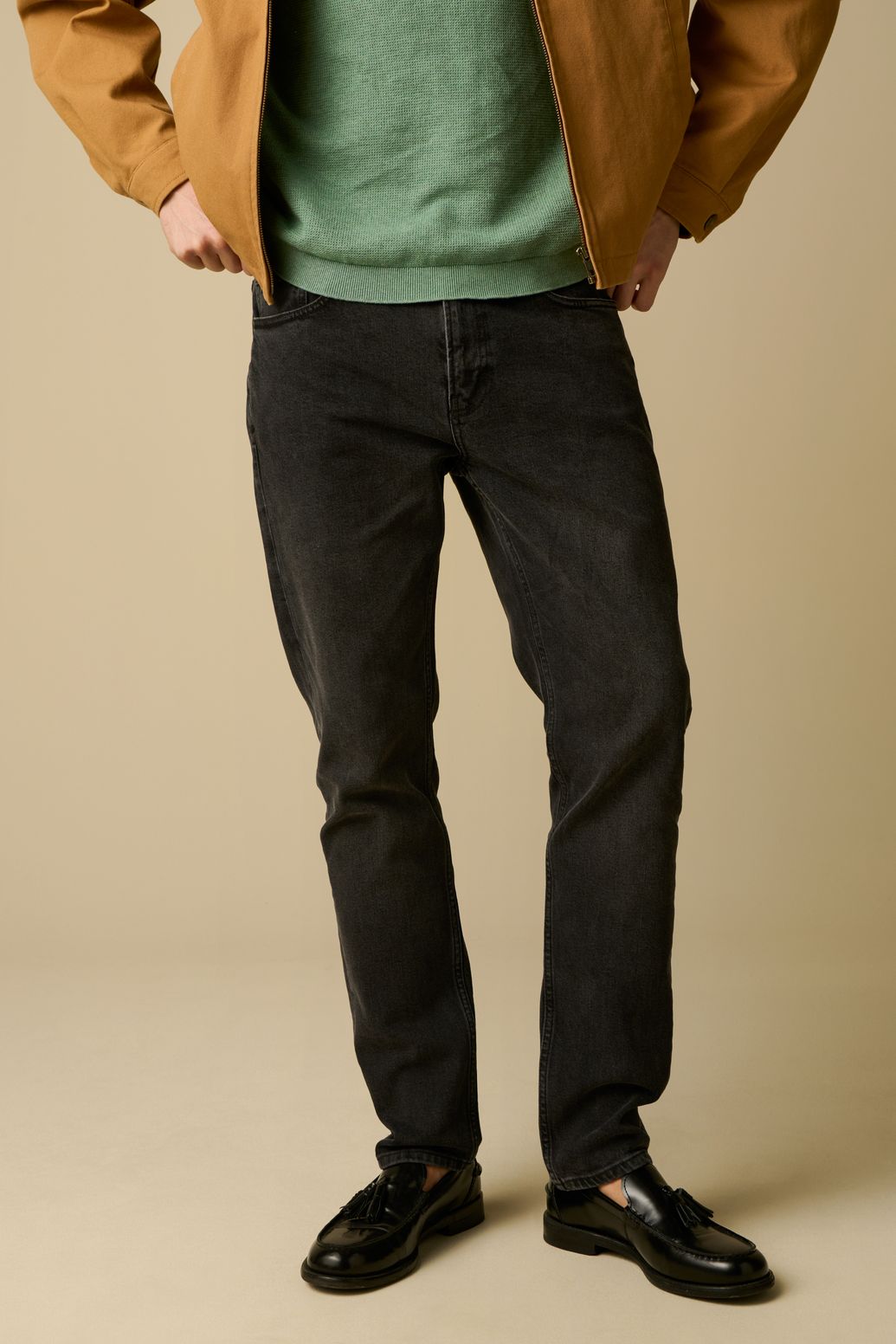 Grijze mid-rise straight fit jeans
