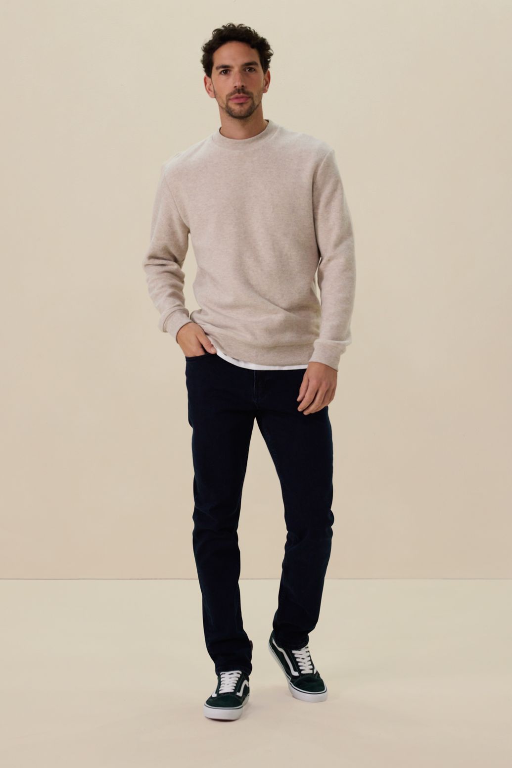 Donkerblauwe mid-rise regular fit jeans