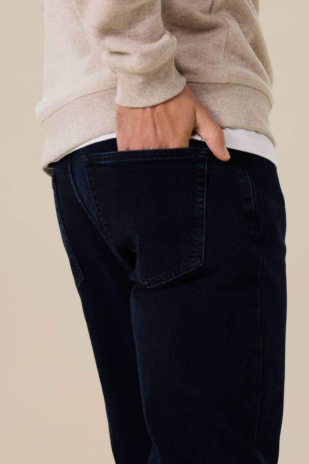 Donkerblauwe mid-rise regular fit jeans