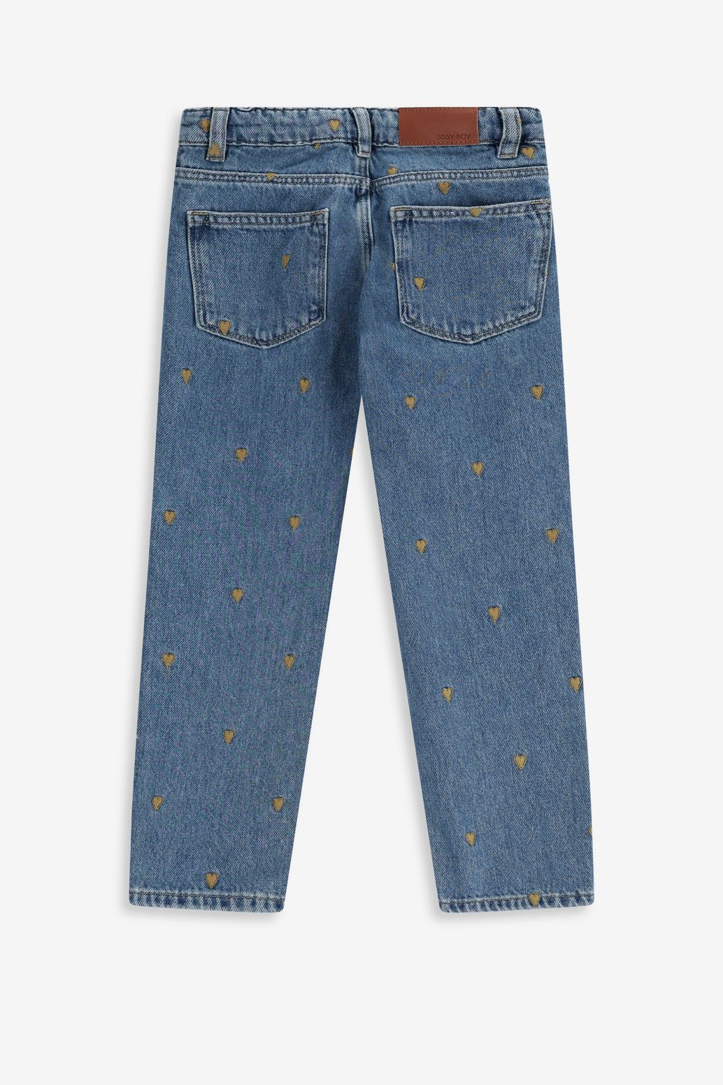 Tapered Jeans mit Herzstickerei - blau