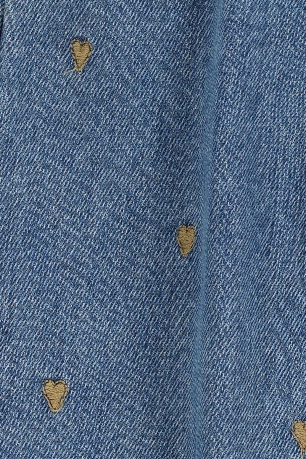 Tapered Jeans mit Herzstickerei - blau