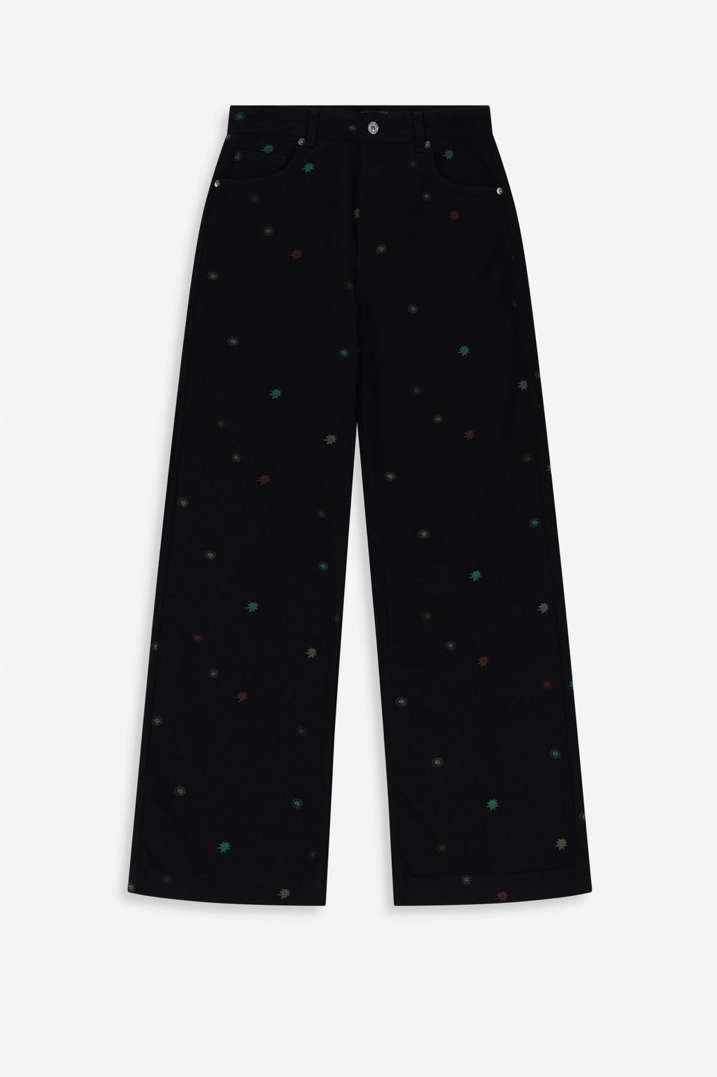 Zwarte high waist straight leg jeans met embroidery