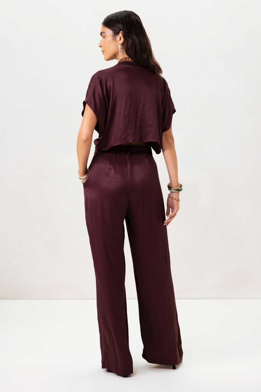 Bordeaux rode jumpsuit met open rug