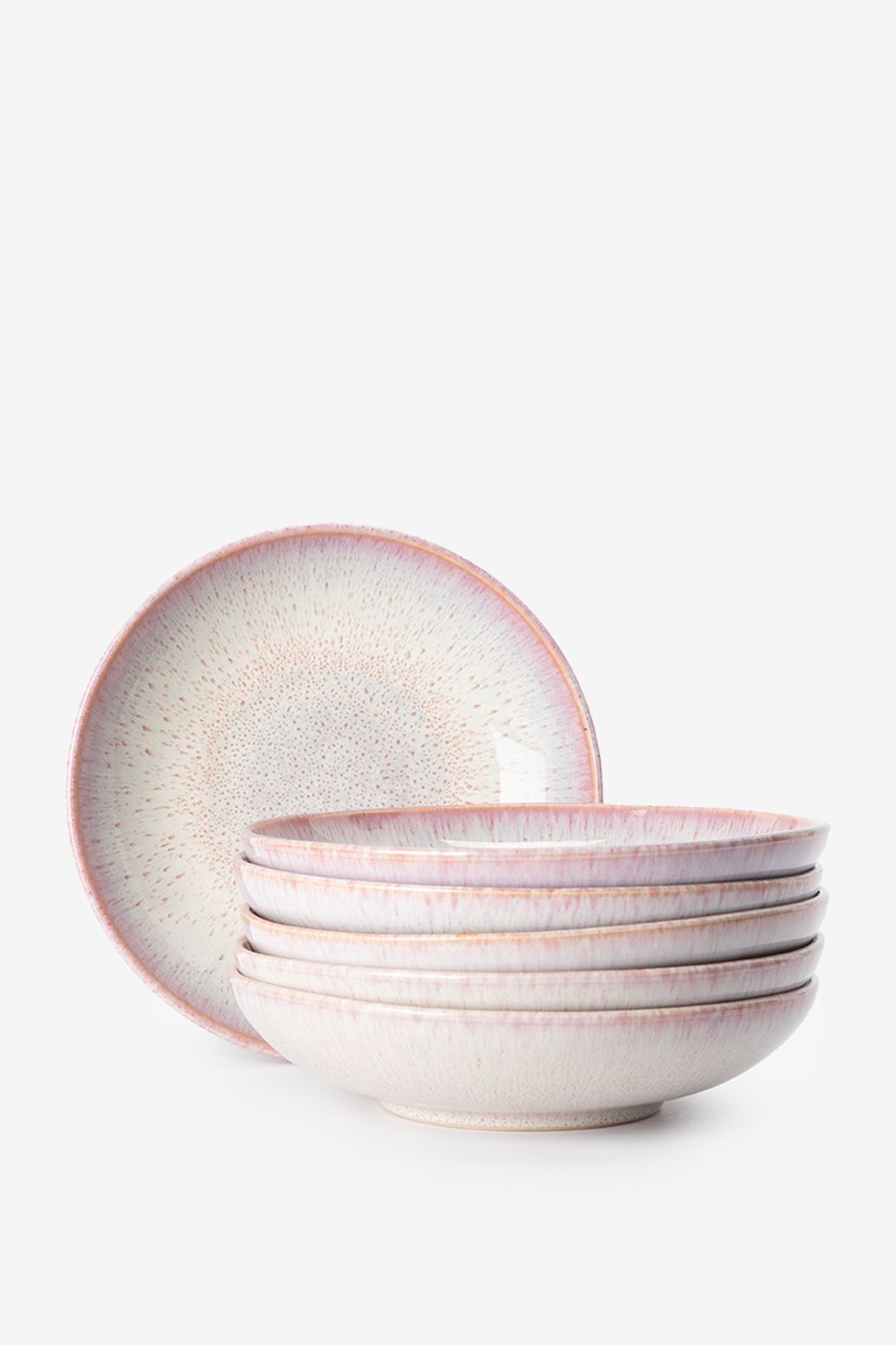 Assiettes à pâtes en émail réactif - rose