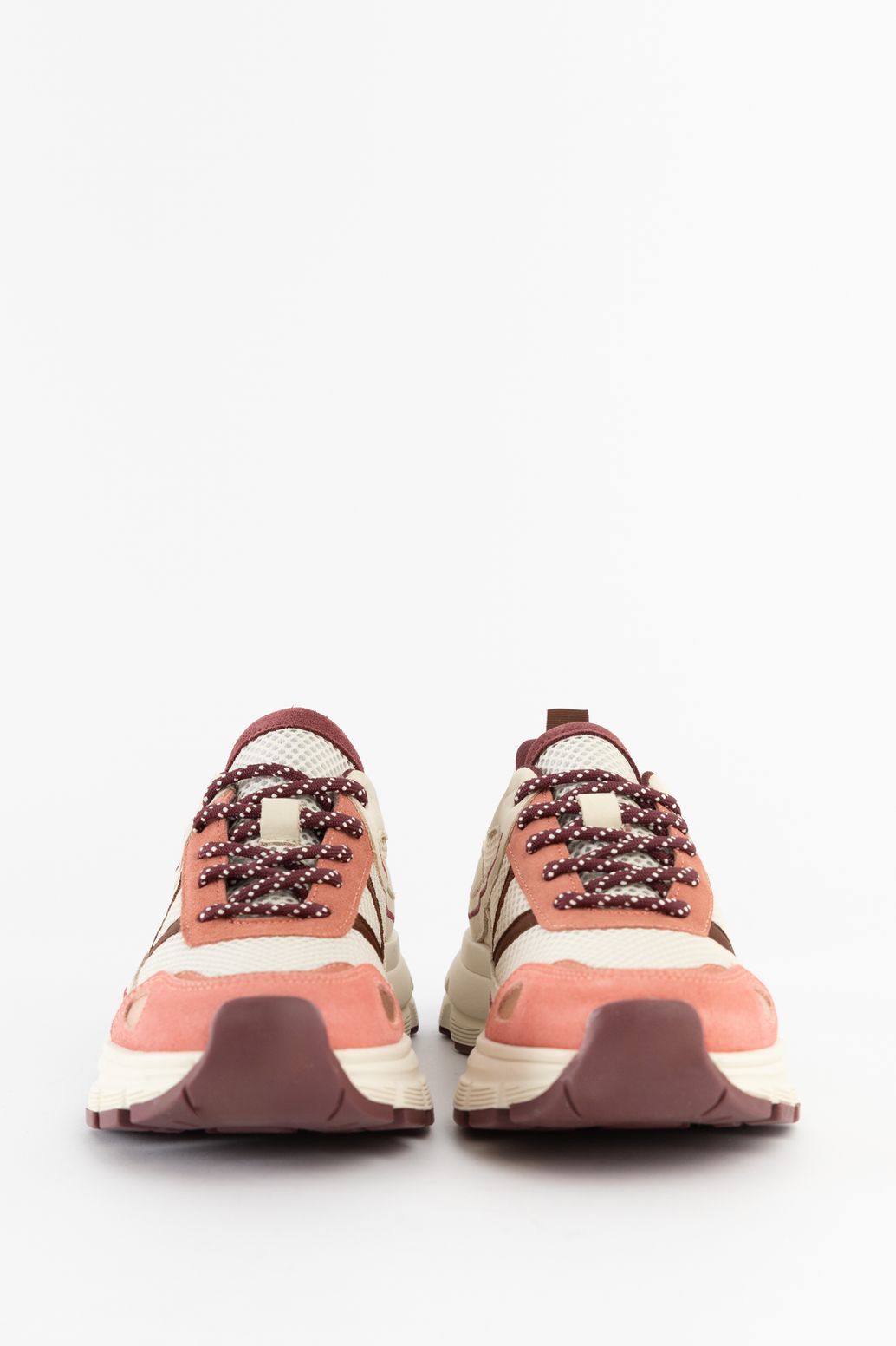 Roze sneakers met bordeaux rode details