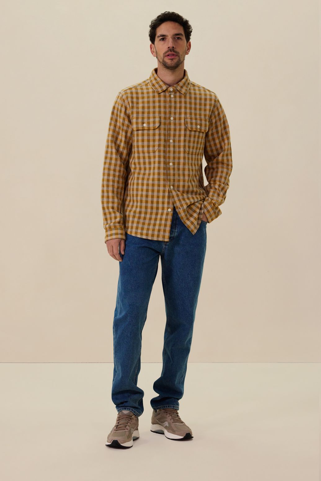 Kariertes Hemd - ockergelb