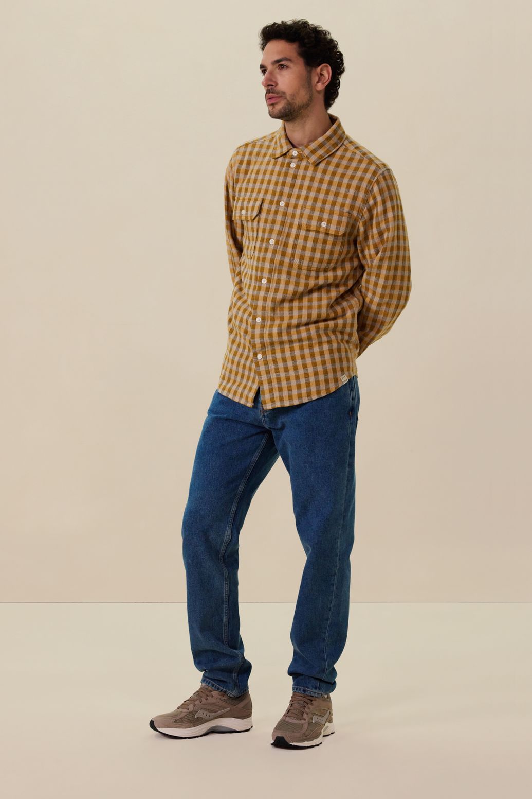 Kariertes Hemd - ockergelb